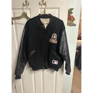 Vtg Pittsburgh Pirates MLB Bomber Jacket Men XL Felco Union Leather Wool Snap